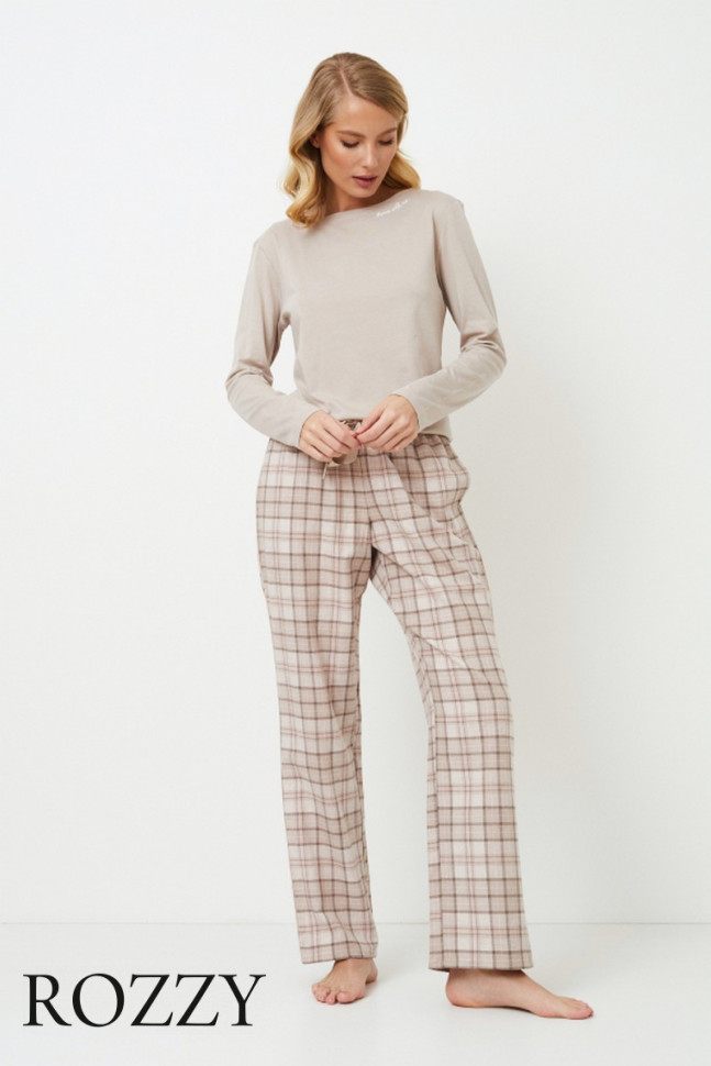 Пижама фланелевая Aruelle Ella светло-бежевый