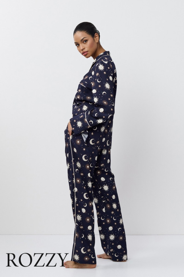 Пижама вискозная Aruelle Venus темно-синий/кремовый