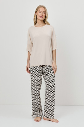 Пижама вискозная Aruelle Veda песочный/черный