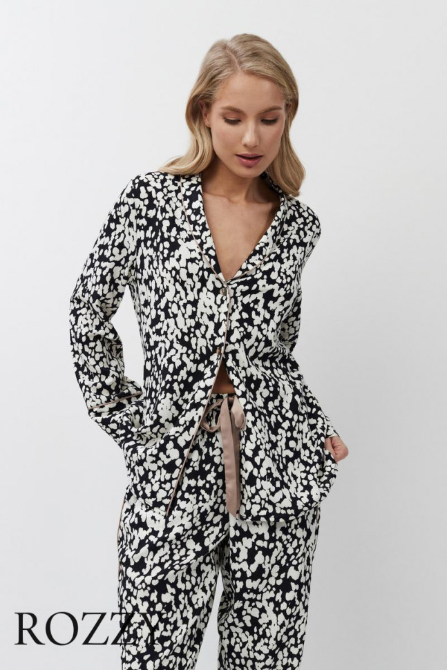 Пижама вискозная Aruelle Solene черный/молочный